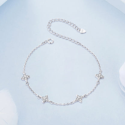 925 Sterling Silver White Gold Plated Adjustable CZ Bracelet for Women  DestGlow