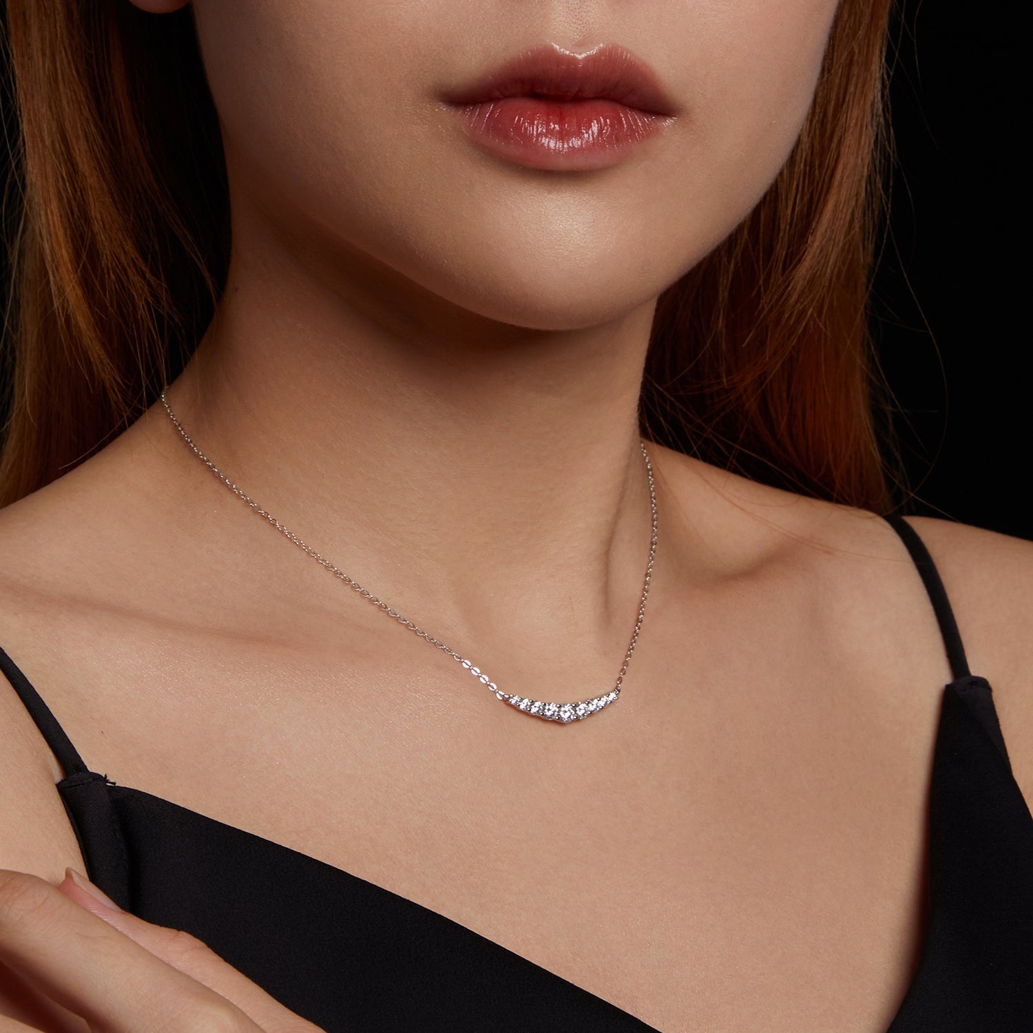 925 Sterling Silver 38+5cm White Gold Plated Moissanite Necklace for Women  DestGlow