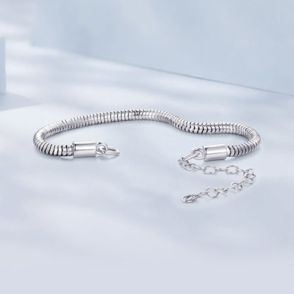925 Sterling Silver Plated Platinum 140mm Chain Thickness 3mm Bracelet for Women  DestGlow