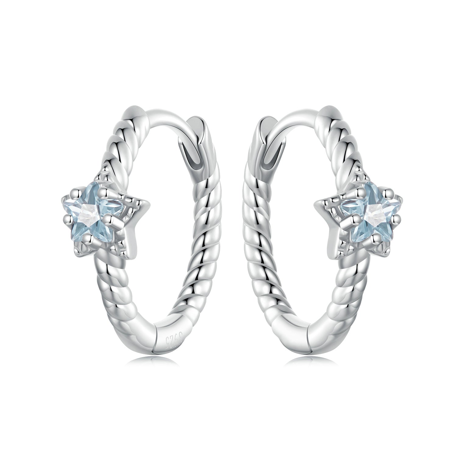 925 Sterling Silver Earrings with CZ and White Gold Plating, 1.3cm for Women  DestGlow