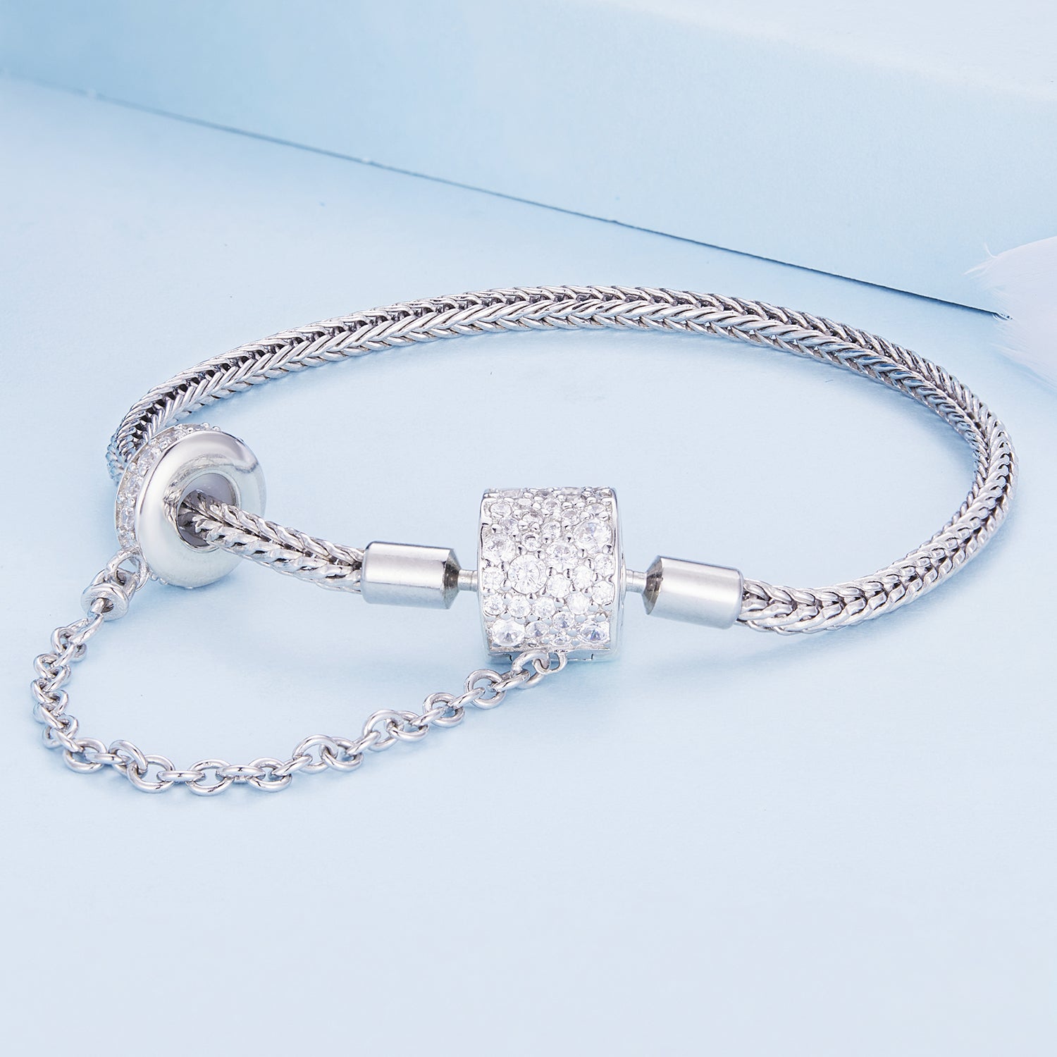 925 Sterling Silver Bracelet 17cm with Pavé Setting CZ for Women  DestGlow