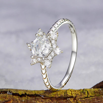 925 Sterling Silver White Gold Plated Ring with Pavé Set CZ, Size 6.0  DestGlow