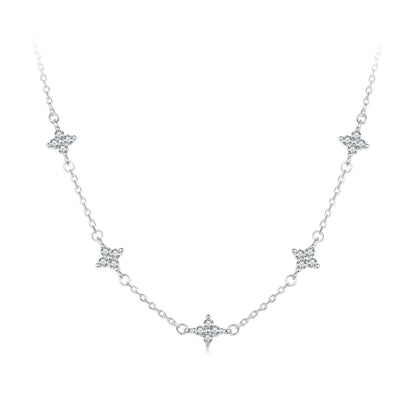 925 Sterling Silver Pave Setting CZ Necklace with White Gold Plating 400mm for Women  DestGlow