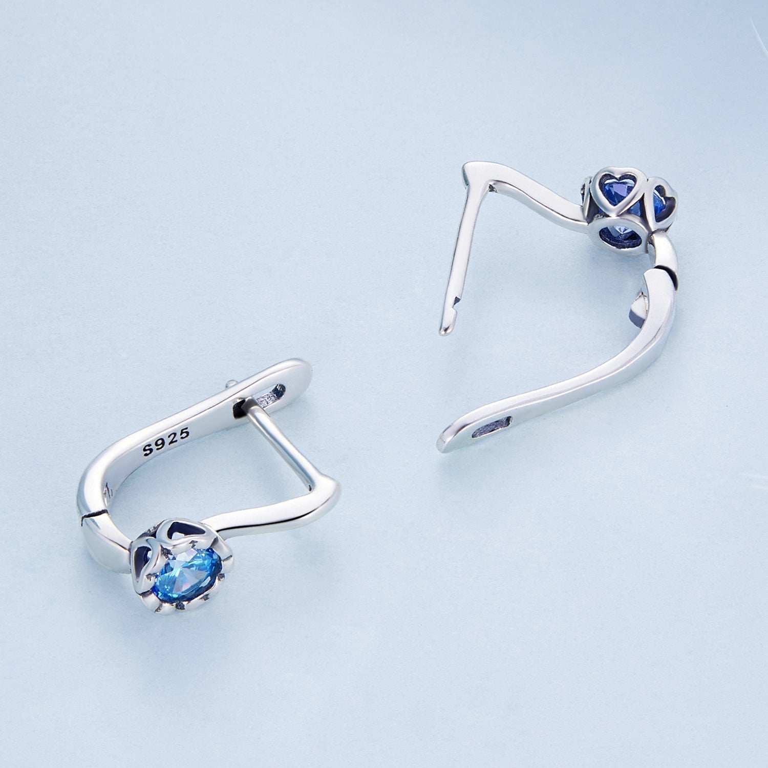 925 Sterling Silver Earrings with Oxidized Finish and Pavé Setting  DestGlow