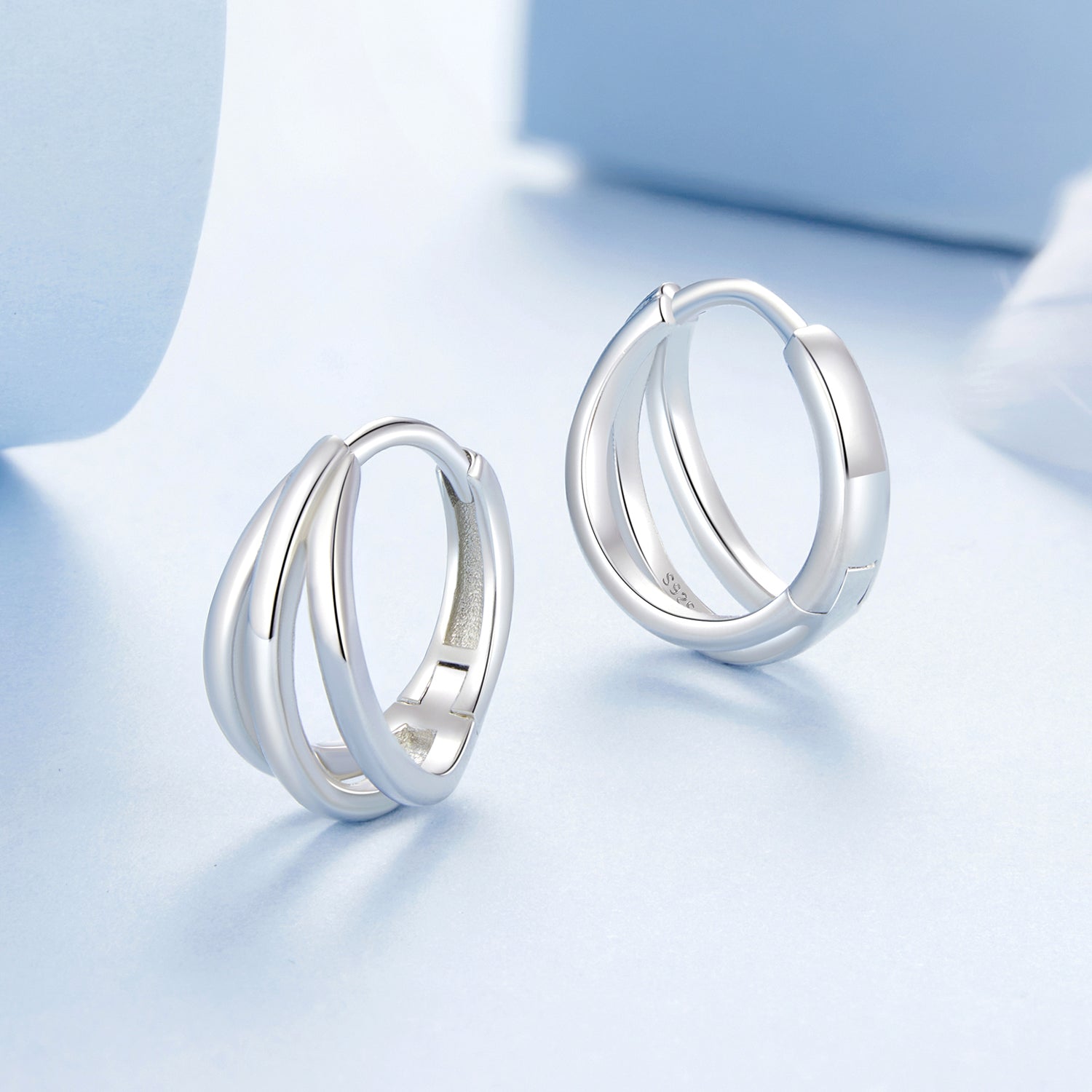 925 Sterling Silver Earrings with White Gold Plating, 1.3*0.6 cm, For Women  DestGlow