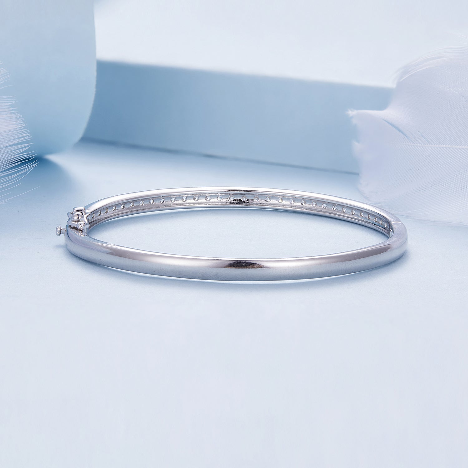 925 Silver &amp; Platinum Pavé Setting CZ Bracelets, Size 17.0 mm for Women  DestGlow