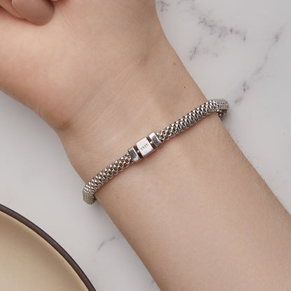 925 Sterling Silver Plated Platinum 17.0 Size Bracelet for Women  DestGlow