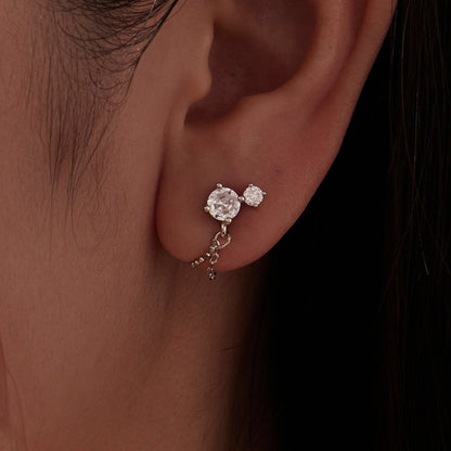 925 Sterling Silver White Gold Plated Pavé Setting CZ Earrings, 1.5cm for Women  DestGlow