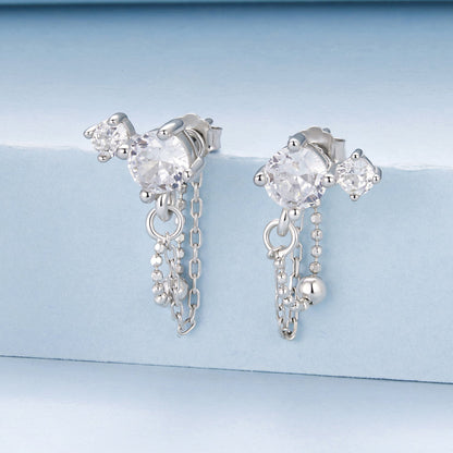 925 Sterling Silver White Gold Plated Pavé Setting CZ Earrings, 1.5cm for Women  DestGlow