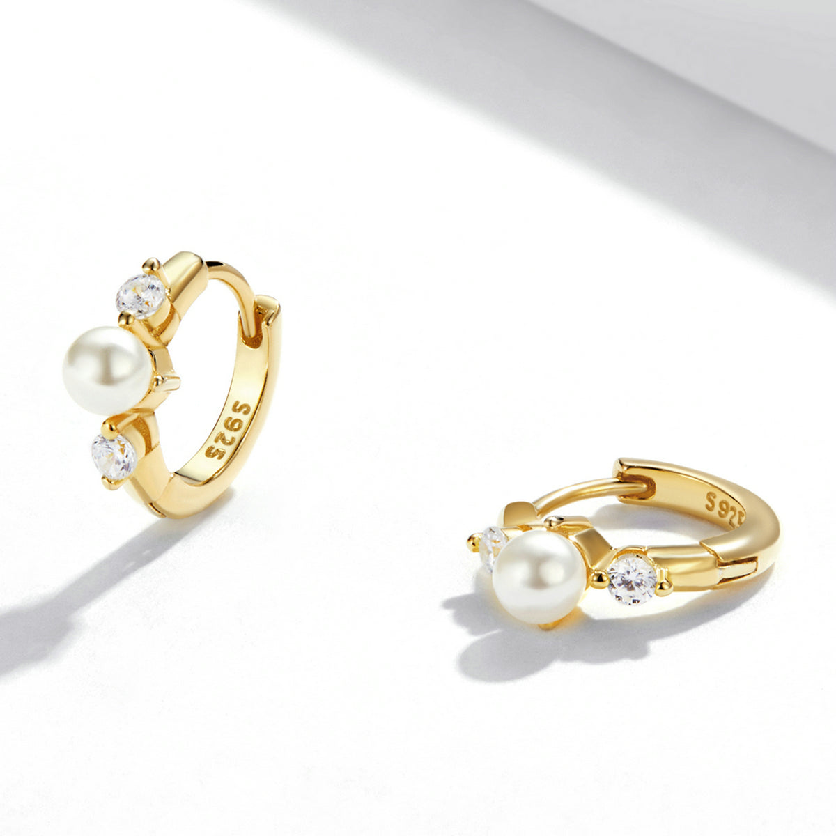 925 Sterling Silver Pavé CZ Gold Plated 1x0.5cm Earrings for Women  DestGlow