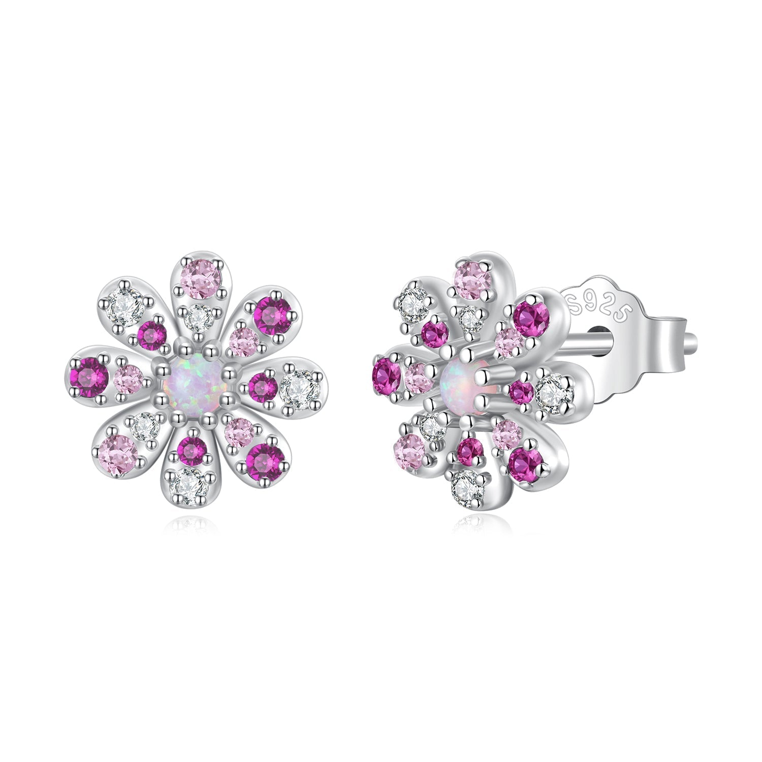 925 Sterling Silver Earrings with Synthetic Opal and CZ  DestGlow