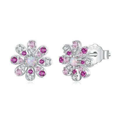 925 Sterling Silver Earrings with Synthetic Opal and CZ  DestGlow