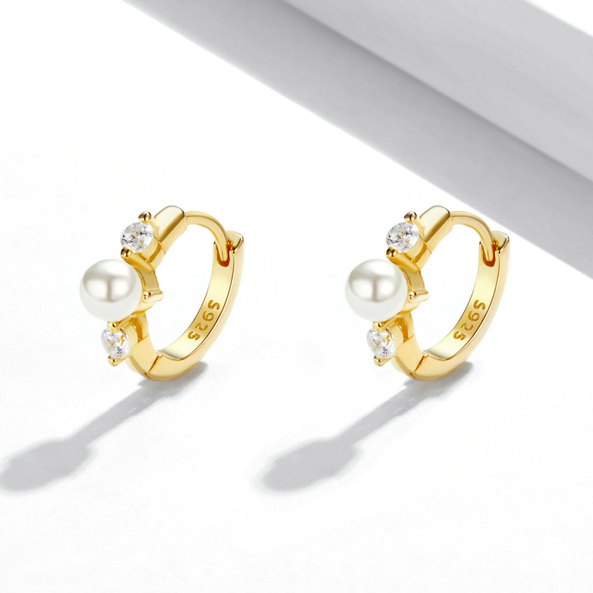 925 Sterling Silver Pavé CZ Gold Plated 1x0.5cm Earrings for Women  DestGlow