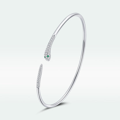S925 Sterling Silver Bracelet with Pavé Setting CZ 6cm Diameter for Women