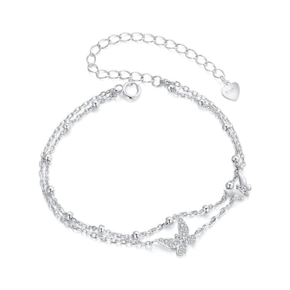 925 Sterling Silver Bracelets with Platinum Plating and CZ Stones - 150+60mm  DestGlow