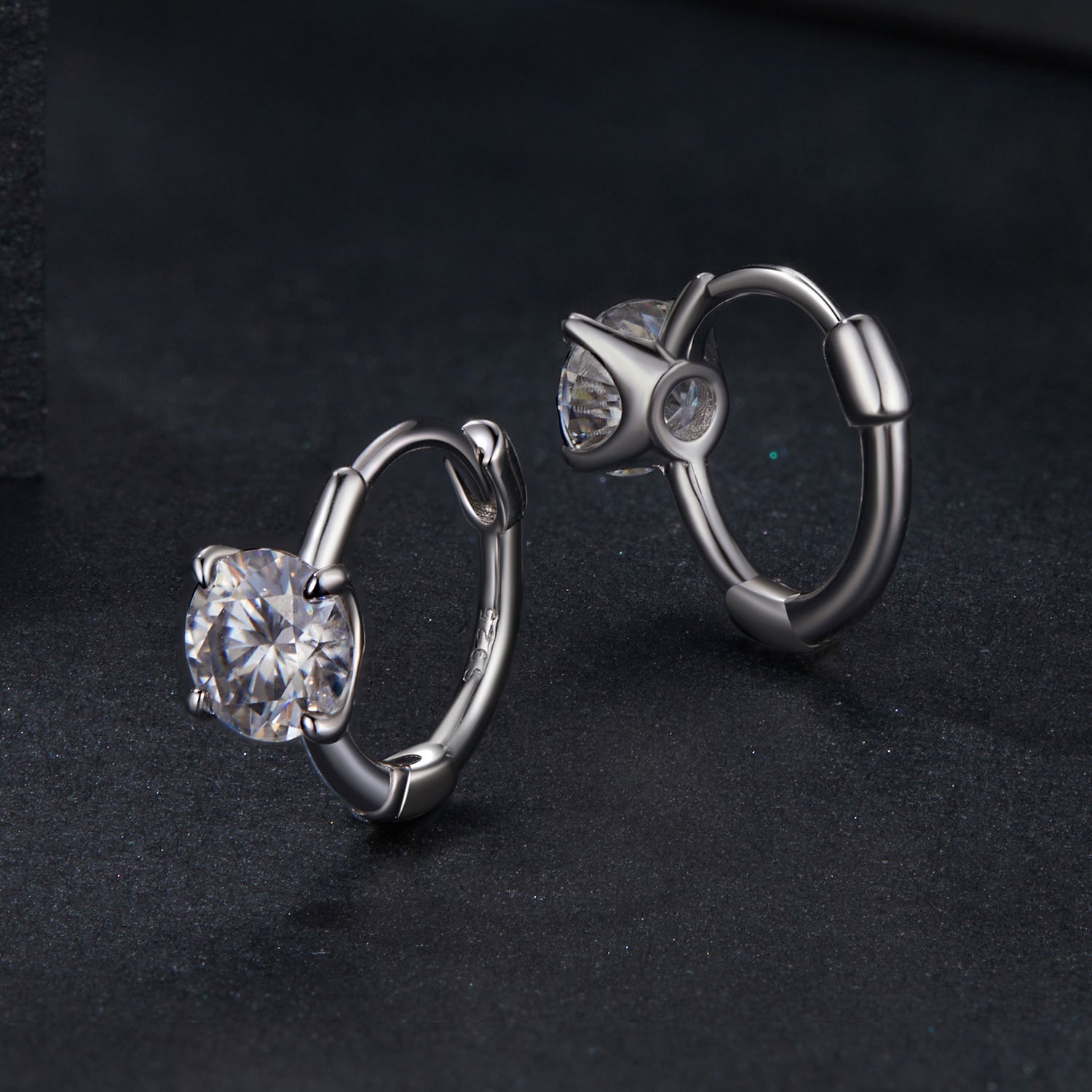 925 Sterling Silver &amp; White Gold Plated 0.5 Carat Moissanite Earrings for Women