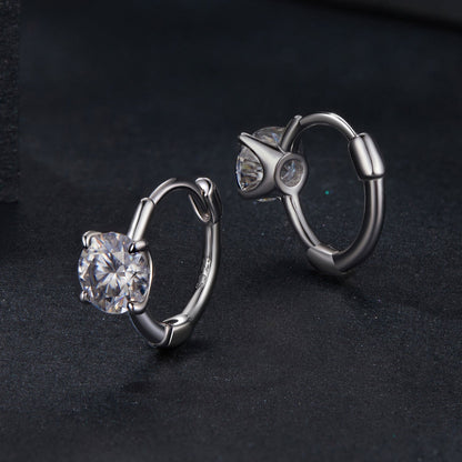 925 Sterling Silver &amp; White Gold Plated 0.5 Carat Moissanite Earrings for Women