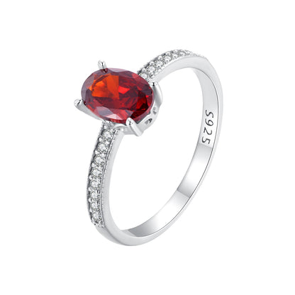 925 Sterling Silver Pavé Setting CZ Synthetic Garnet Ring for Women  DestGlow