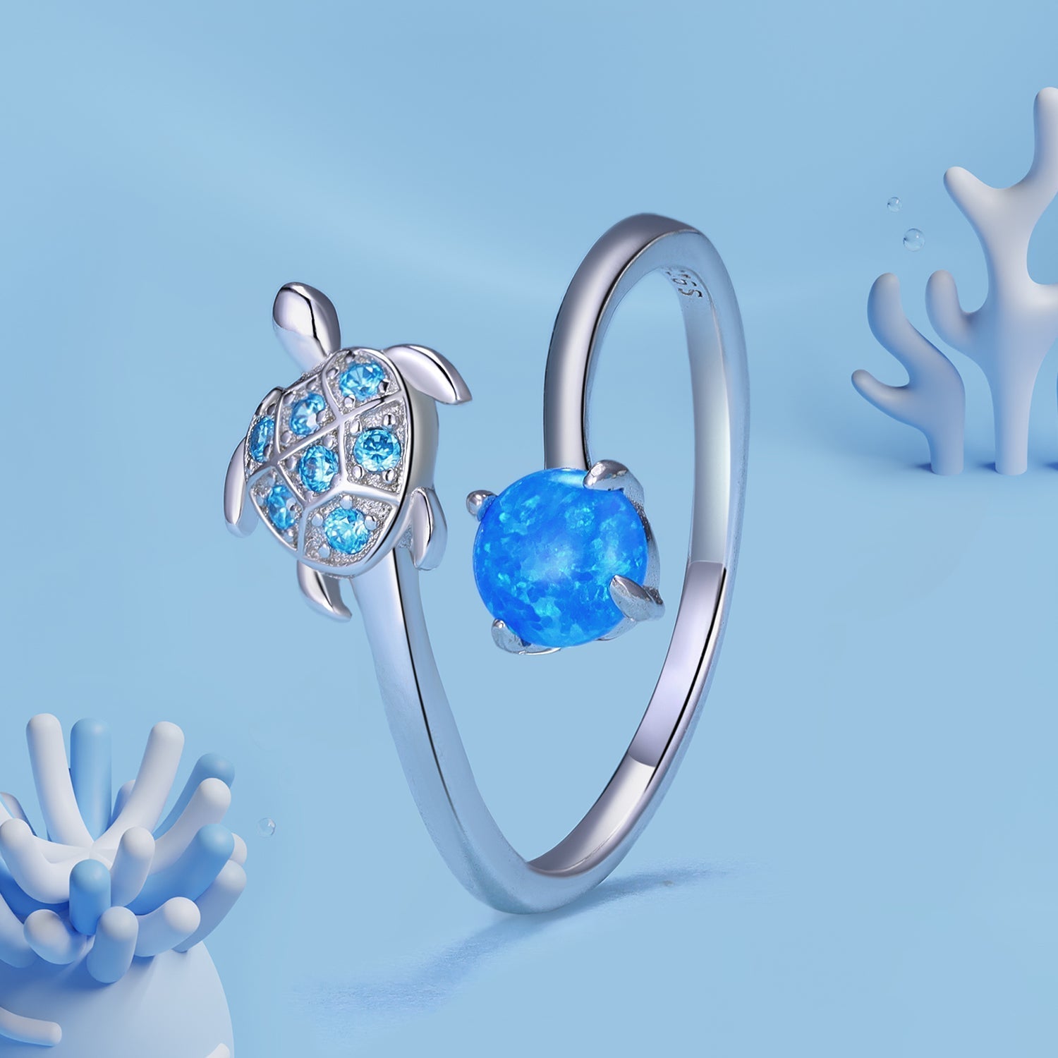 925 Sterling Silver Ring with Pavé Set CZ and Translucent Opal, 1.5mm Width for Women  DestGlow