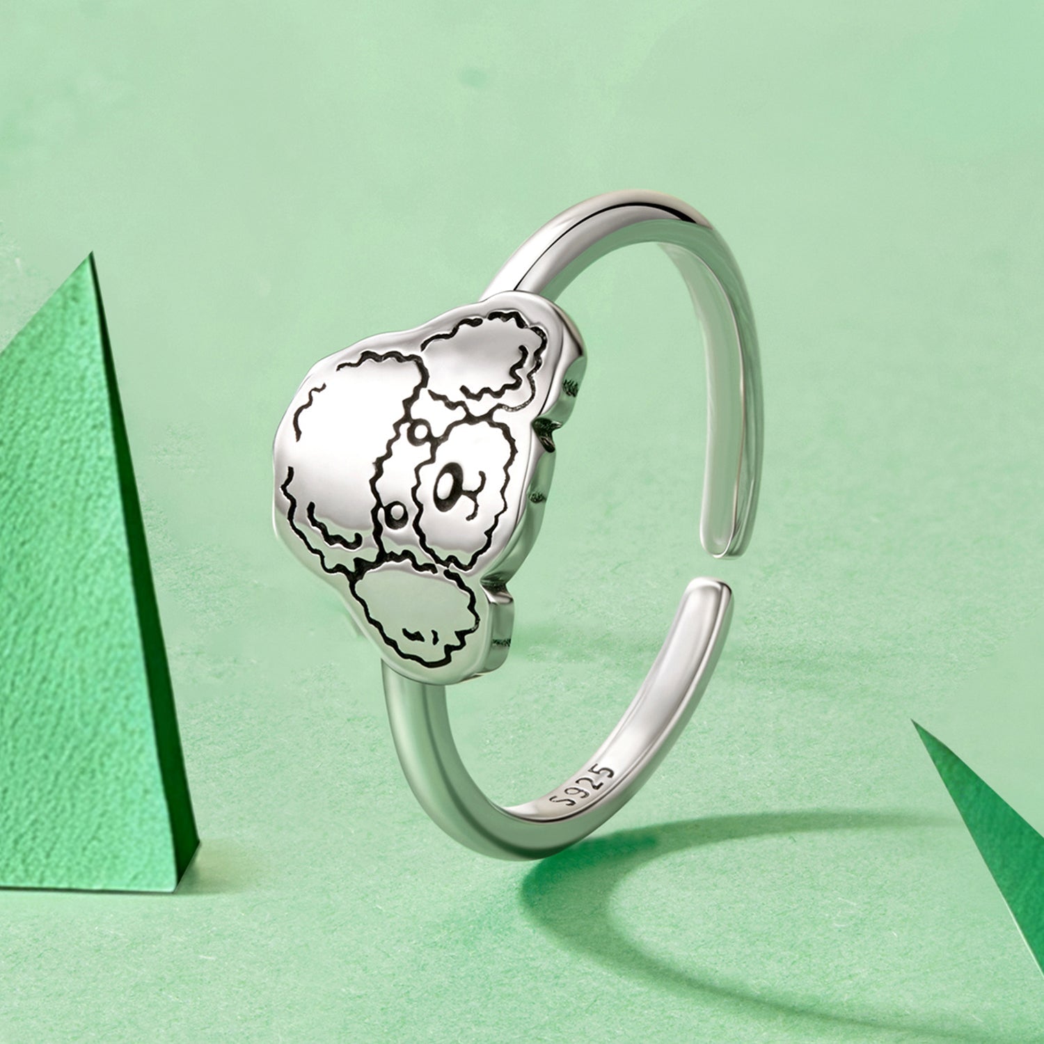 925 Sterling Silver Oxidized Silver Dog Ring for Women  DestGlow