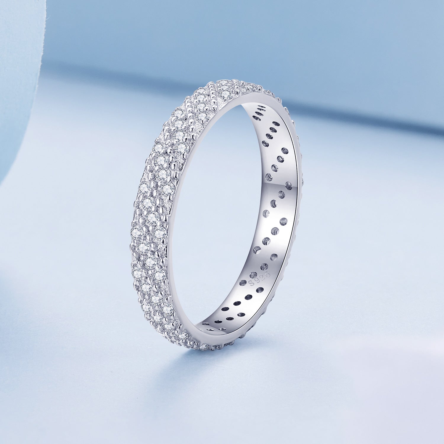 925 Sterling Silver Ring with Pavé Setting CZ for Women Size 6.0  DestGlow