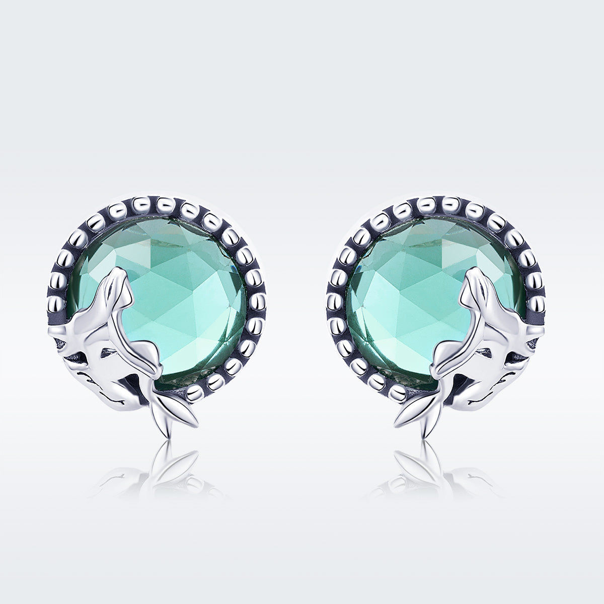 S925 Oxidized Silver Transparent Glass Earrings for Women