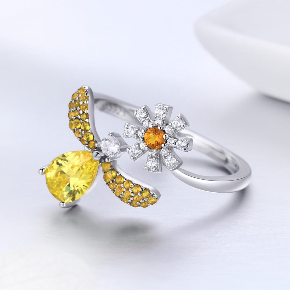 925 Sterling Silver Ring - 0.2cm Width, 1.6*1.5cm Size for Women  DestGlow