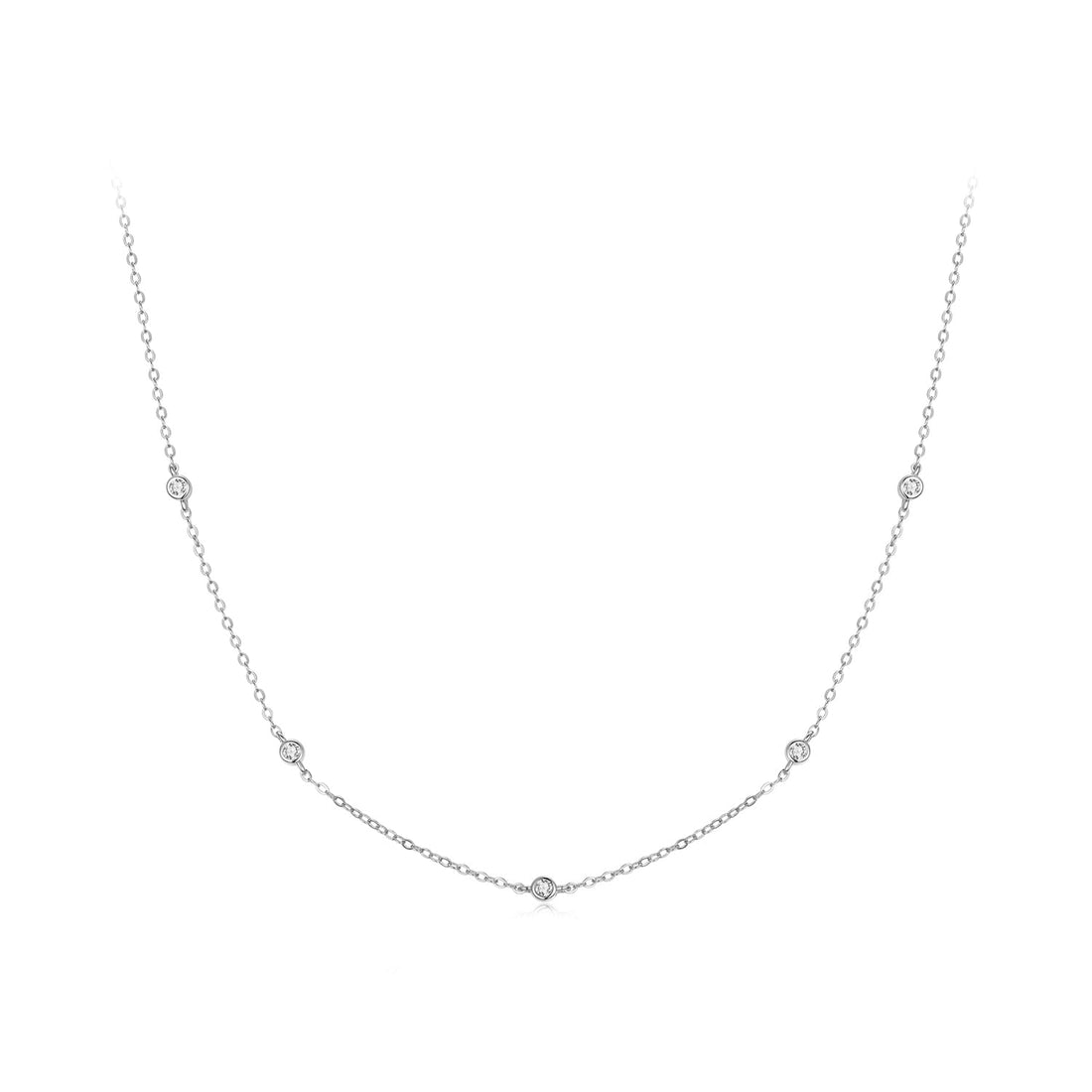 925 Sterling Silver White Gold Plated Adjustable Moissanite Necklace for Women  DestGlow