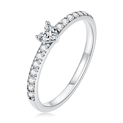 925 Sterling Silver Oxidized Ring with Pavé Setting CZ, Size 6 for Women by Bids.com