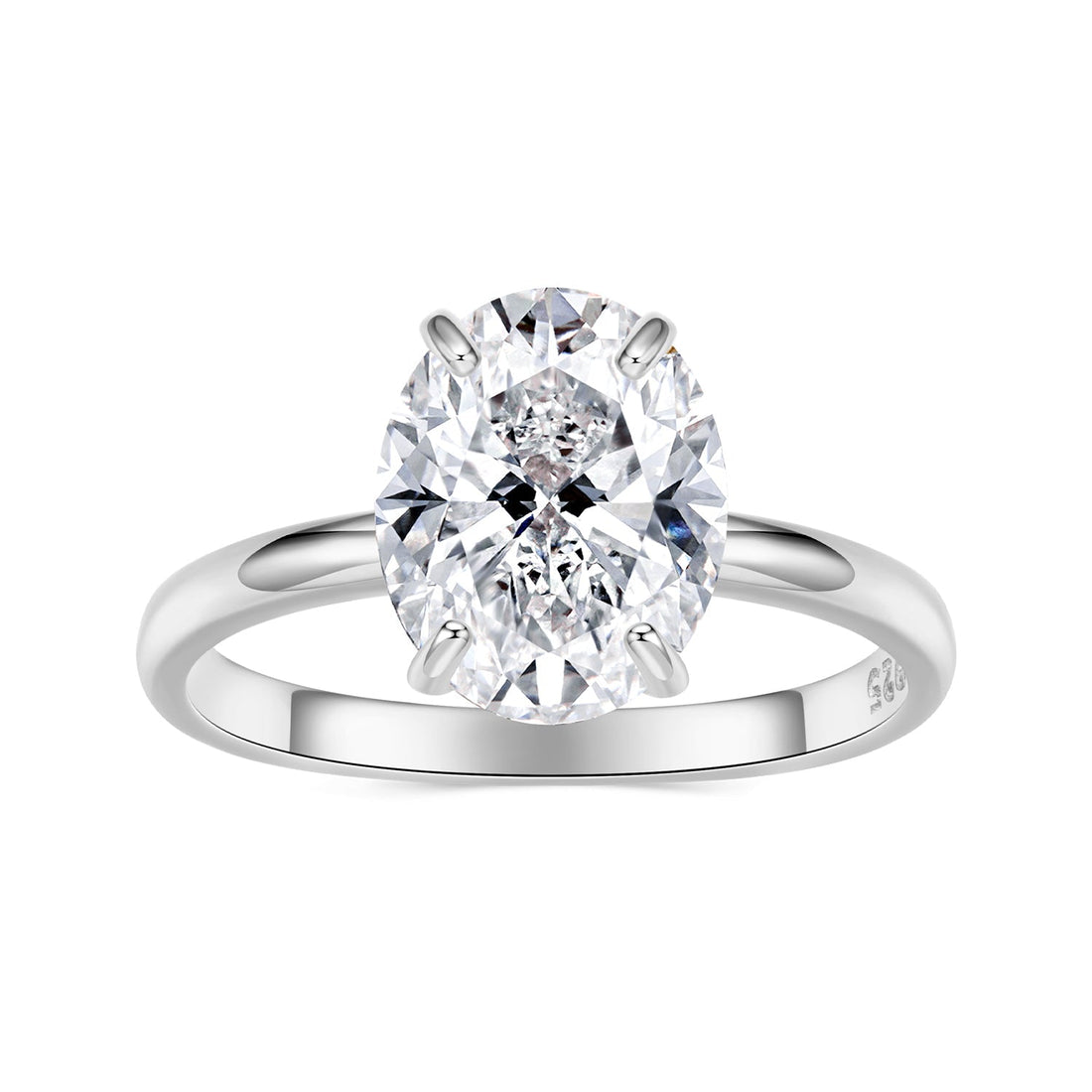 925 Sterling Silver 3.5 Carat Oval Zircon Ring with White Gold Plating for Women  DestGlow
