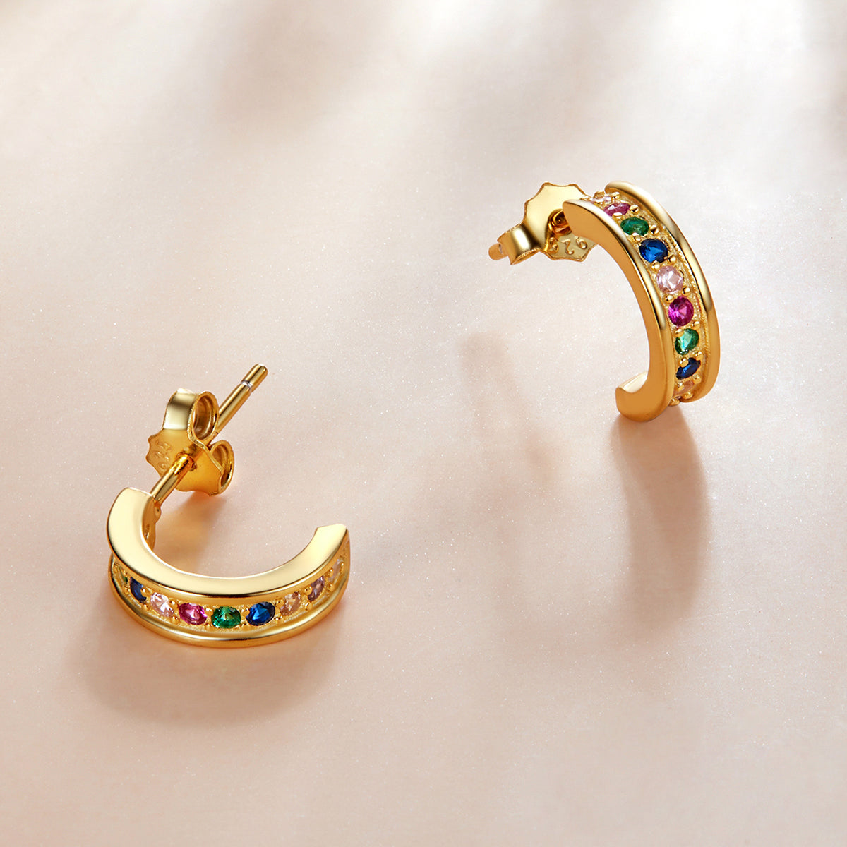 925 Sterling Silver Earrings with Pavé Setting CZ, 1.1*0.3 cm  DestGlow