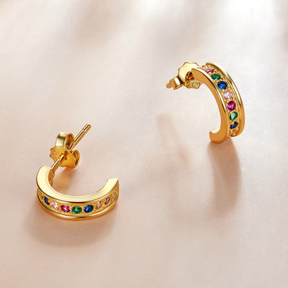 925 Sterling Silver Earrings with Pavé Setting CZ, 1.1*0.3 cm  DestGlow