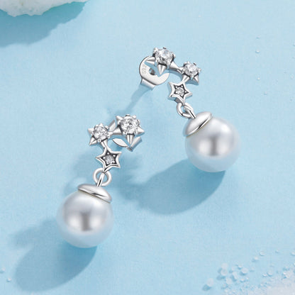 925 Sterling Silver Earrings with Quality Shell Pearl and CZ for Women  DestGlow