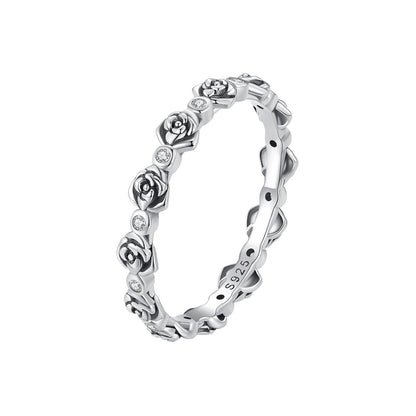 925 Sterling Silver Ring with Pavé Setting CZ - Size 6.0 - Oxidized Silver  DestGlow