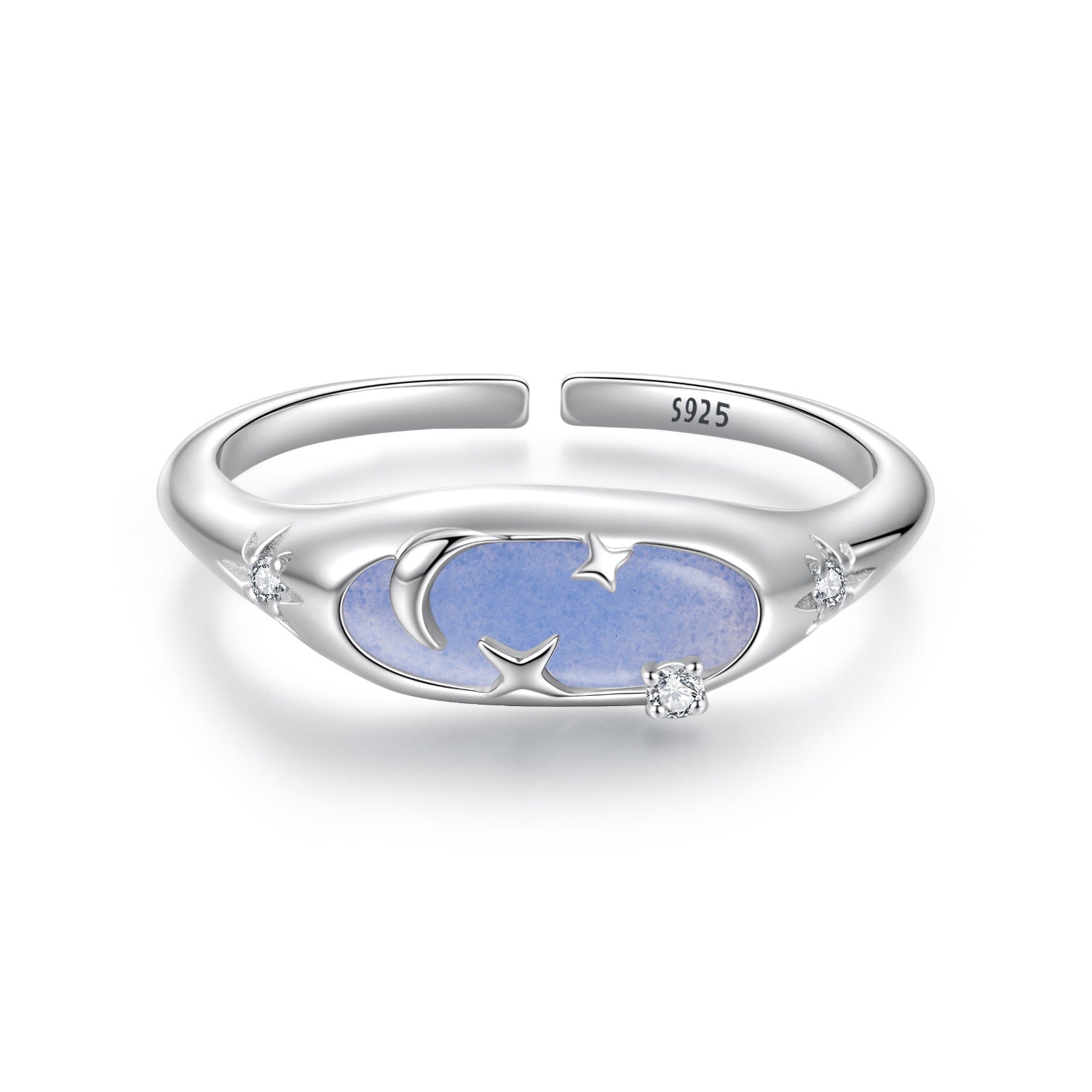 925 Sterling Silver &amp; White Gold Luminous Stone Ring for Women  DestGlow