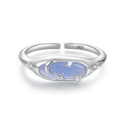 925 Sterling Silver &amp; White Gold Luminous Stone Ring for Women  DestGlow