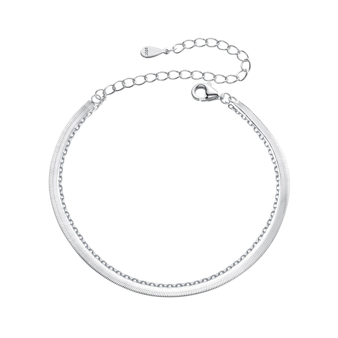925 Sterling Silver 15+6cm White Gold Plated Bracelet for Women  DestGlow