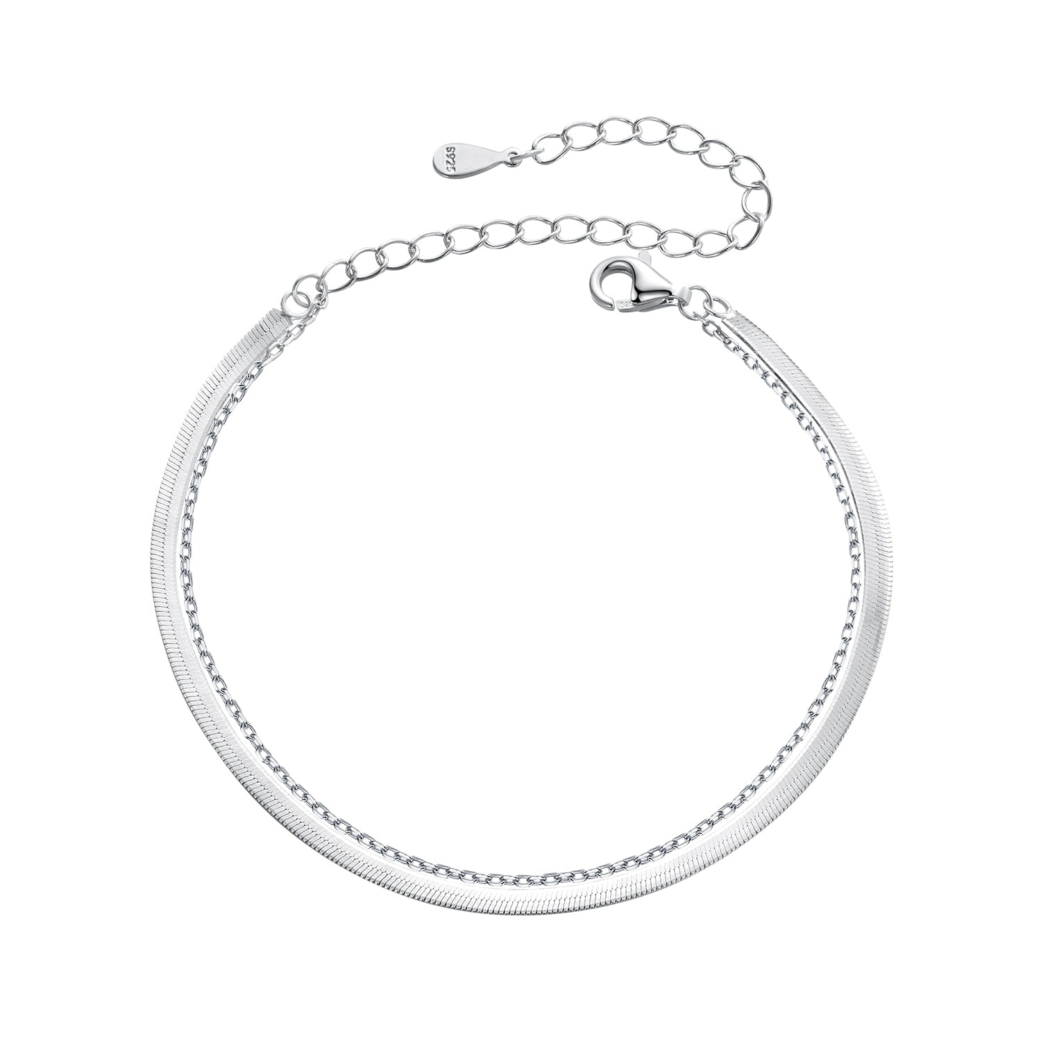925 Sterling Silver 15+6cm White Gold Plated Bracelet for Women  DestGlow