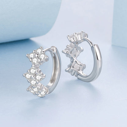 925 Sterling Silver Earrings with Pavé Setting CZ - 1.2*0.65cm, White Gold Plated for Women  DestGlow