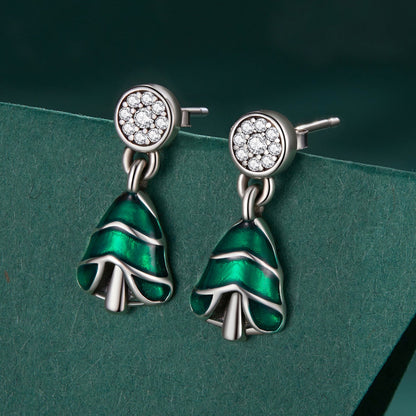 925 Sterling Silver Earrings with Enamel and Pavé Set CZ in Oxidized Silver  DestGlow