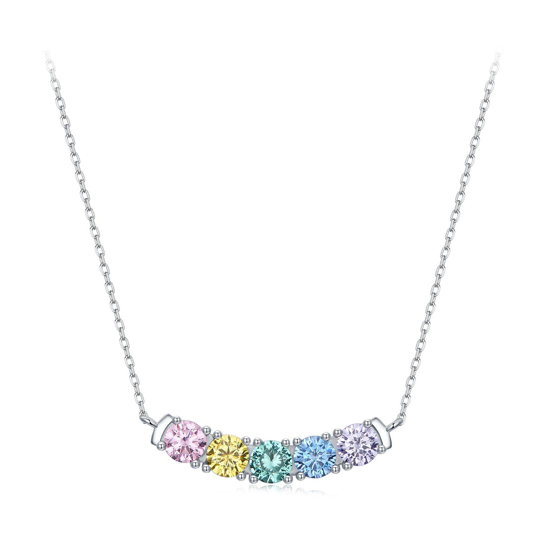 925 Sterling Silver White Gold Plated 40+5cm Necklace with Pavé Setting CZ for Women  DestGlow