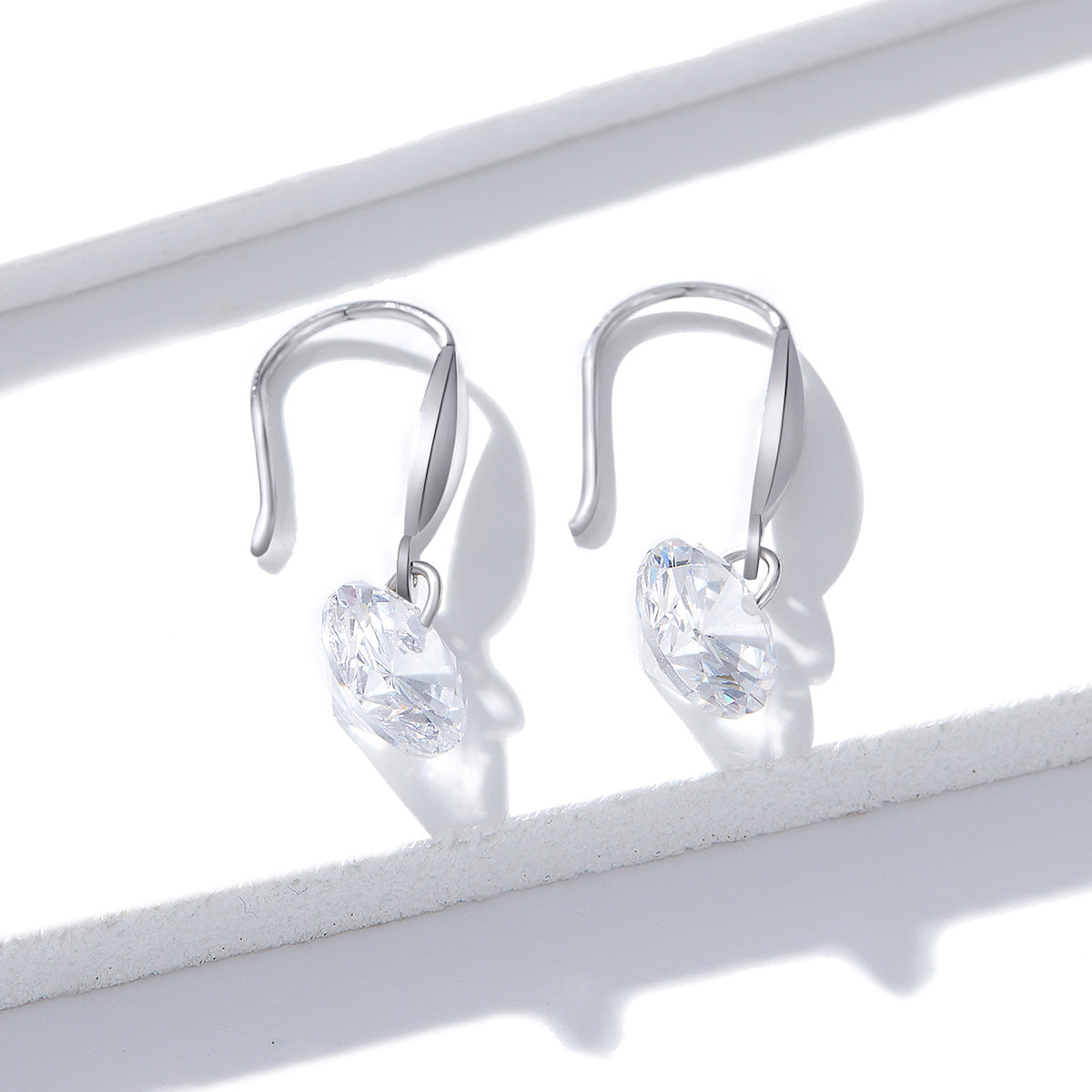 S925 Sterling Silver Earrings 2.6x0.8cm Plated Platinum with Pavé Setting CZ for Women  DestGlow