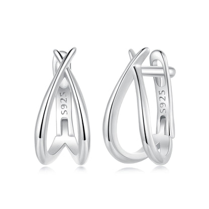 925 Sterling Silver Earrings 1.2x0.6cm with White Gold Plating for Women  DestGlow