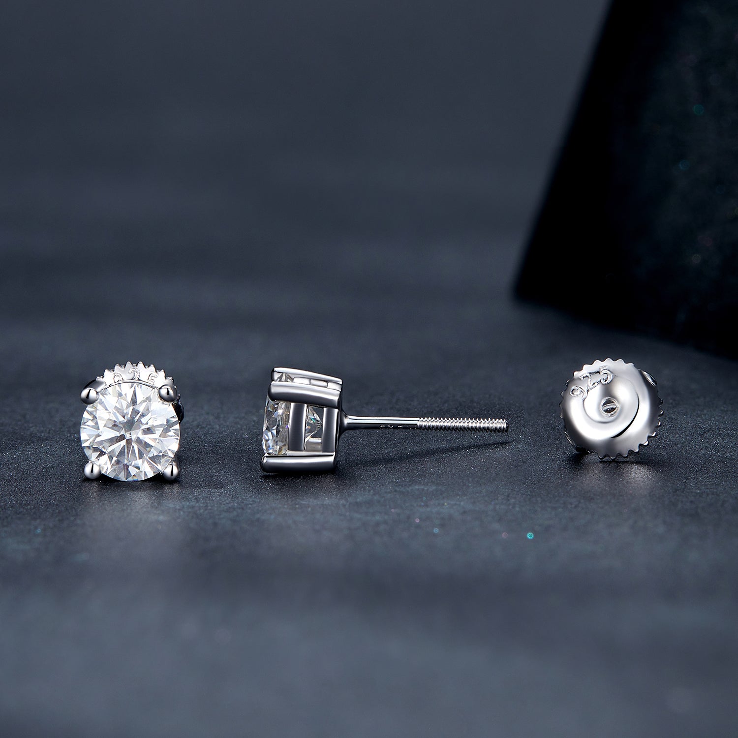 925 Sterling Silver Earrings with Moissanite in Style S, 0.5cm for Women  DestGlow