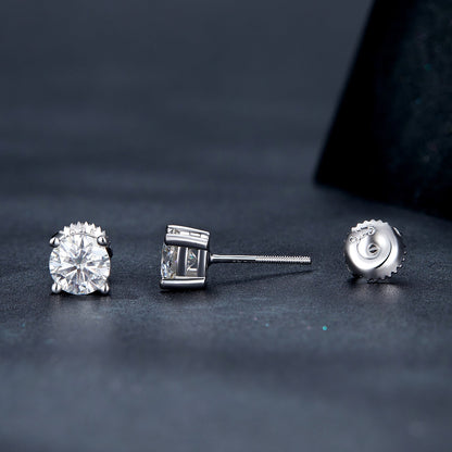 925 Sterling Silver Earrings with Moissanite in Style S, 0.5cm for Women  DestGlow
