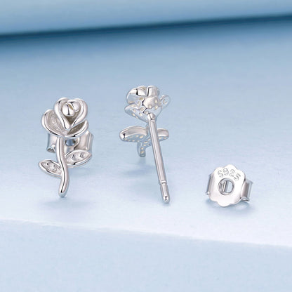 925 Sterling Silver Earrings plated with White Gold, 0.9*0.5cm for Women  DestGlow