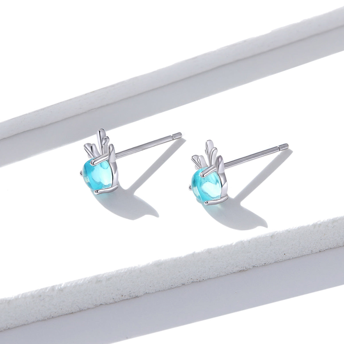 925 Sterling Silver Transparent Glass Earrings  DestGlow