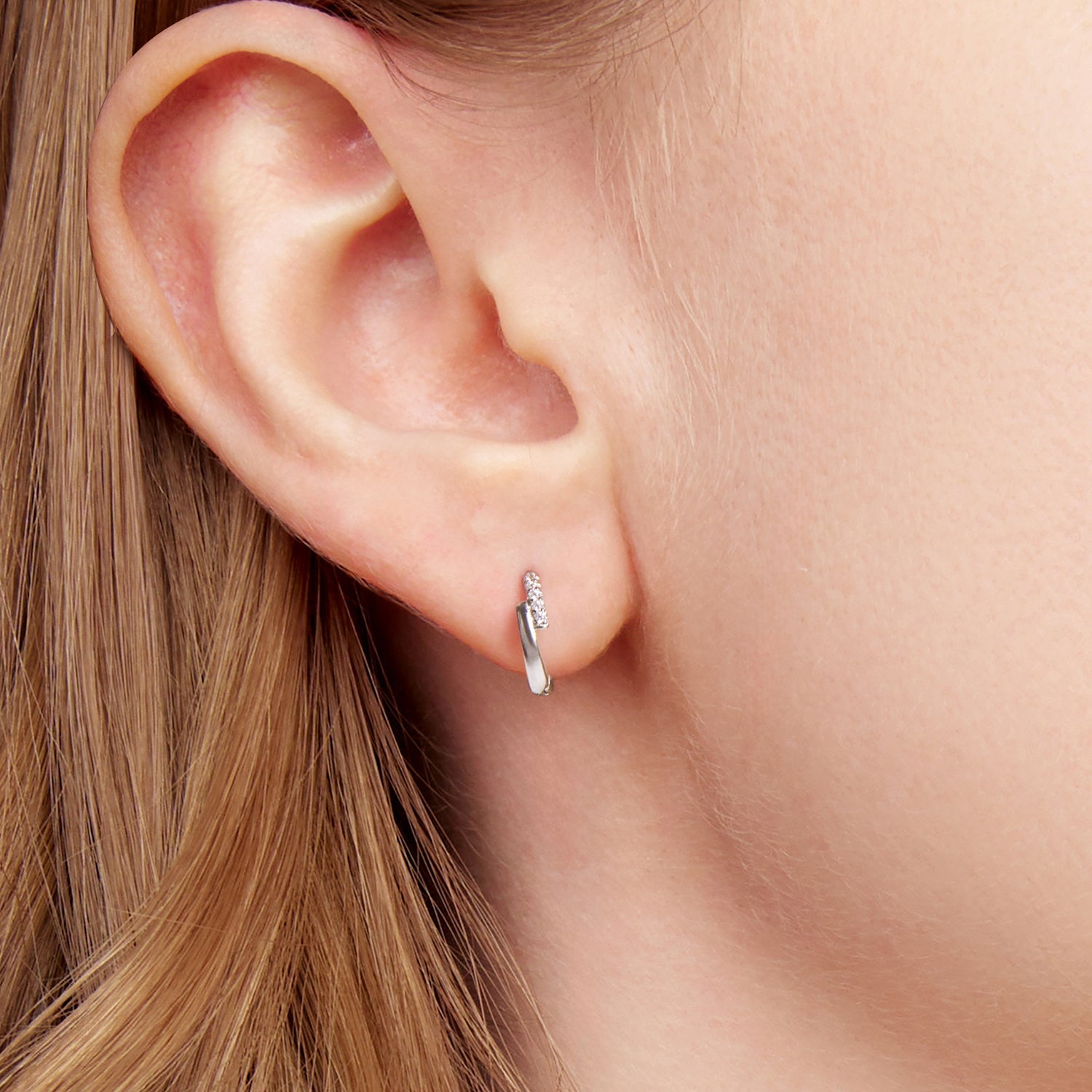925 Sterling Silver Earrings with Pavé Setting CZ in White Gold for Women  DestGlow