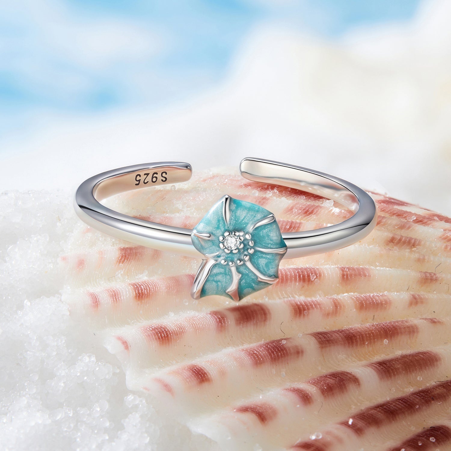925 Sterling Silver Enamel Pavé CZ Spiral Ring for Women  DestGlow