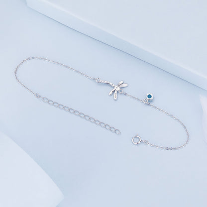 925 Sterling Silver 16.5cm+5cm Enamel Dragonfly Bracelet for Women  DestGlow
